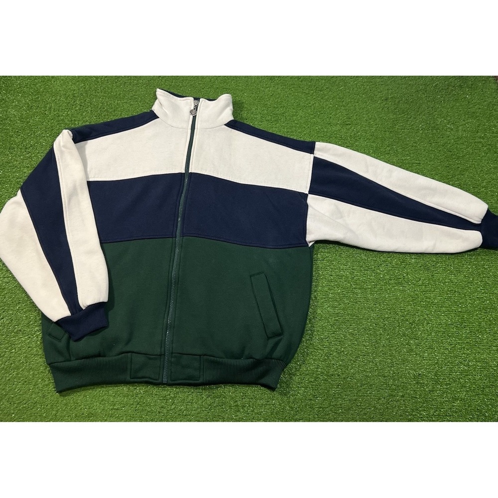 Vintage ColorBlock Jacket Med. Blue Green Fleece 80s Colorful Jacket Blue Green